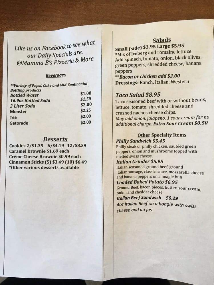 Mamma B's Pizzeria & More - Fort Madison, IA menu_pic
