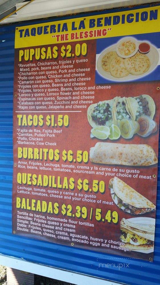 Taqueria La Bendicion - McKinney, TX menu_pic