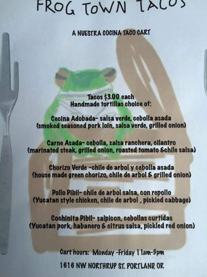 Frogtown Tacos - Portland, OR menu_pic