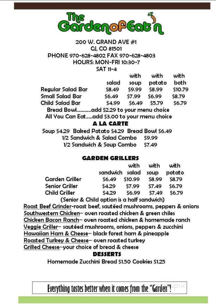 The Garden of Eat'n - Grand Junction, CO menu_pic