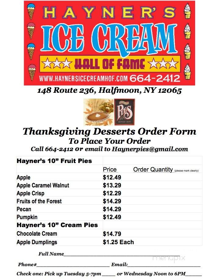 Hayner Farm Stand - Clifton Park, NY menu_pic