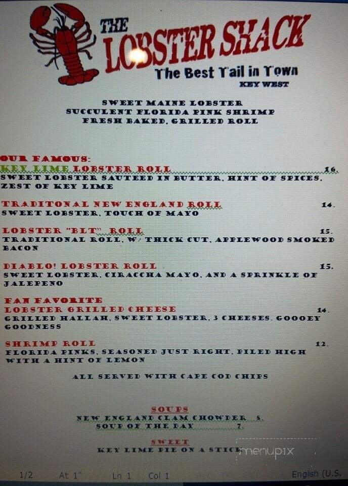 The Lobster Shack Key West - Key West, FL menu_pic