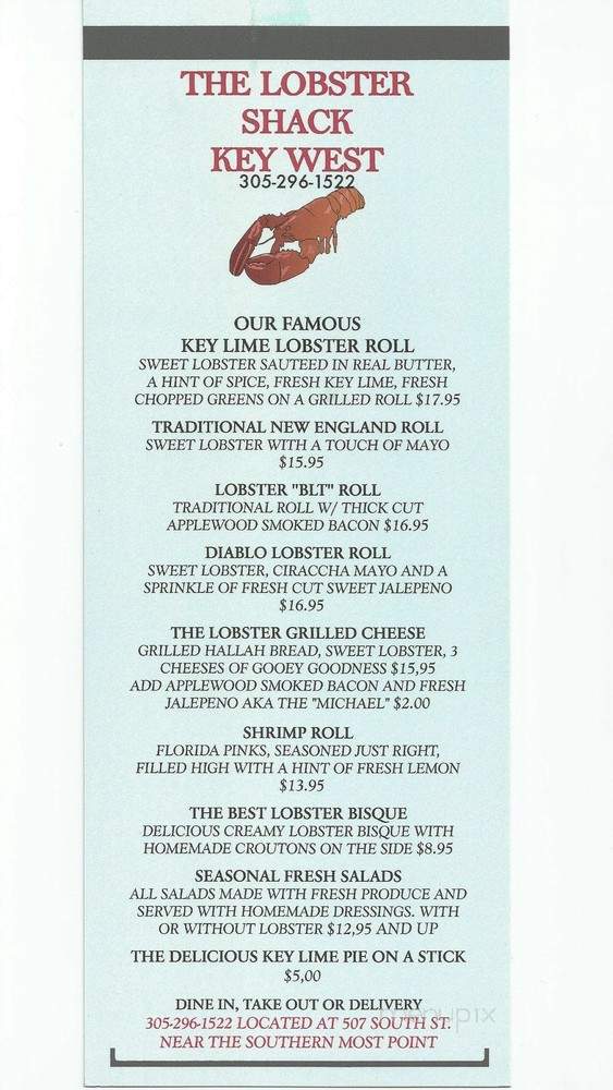 The Lobster Shack Key West - Key West, FL menu_pic