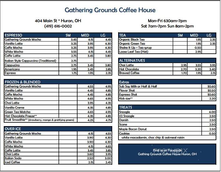Gathering Grounds Coffee House - Huron, OH menu_pic
