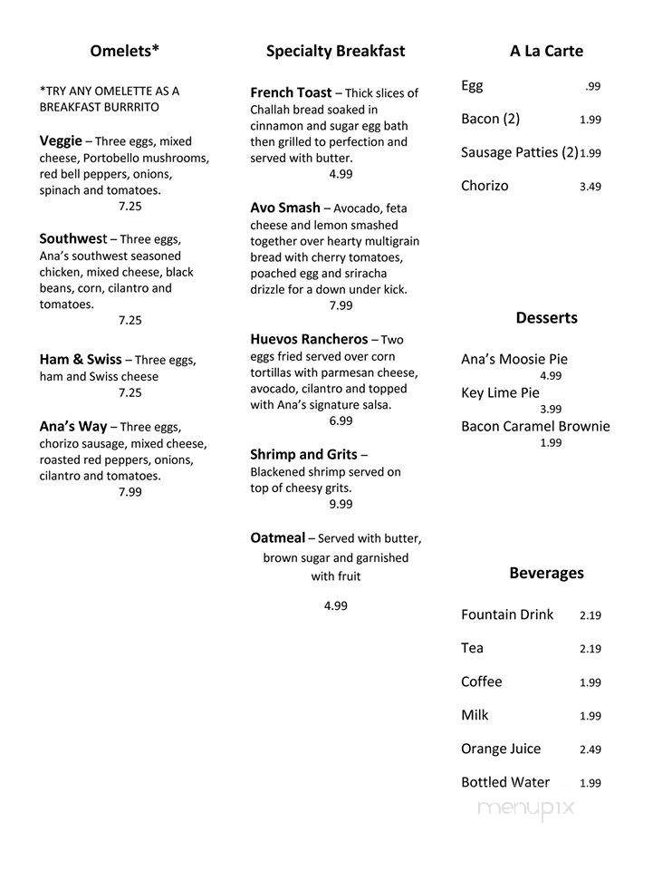 Ana's Cafe - Fort Myers, FL menu_pic