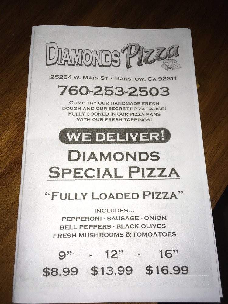 /29294487/Diamonds-Pizza-Menu-Barstow-CA - Barstow, CA