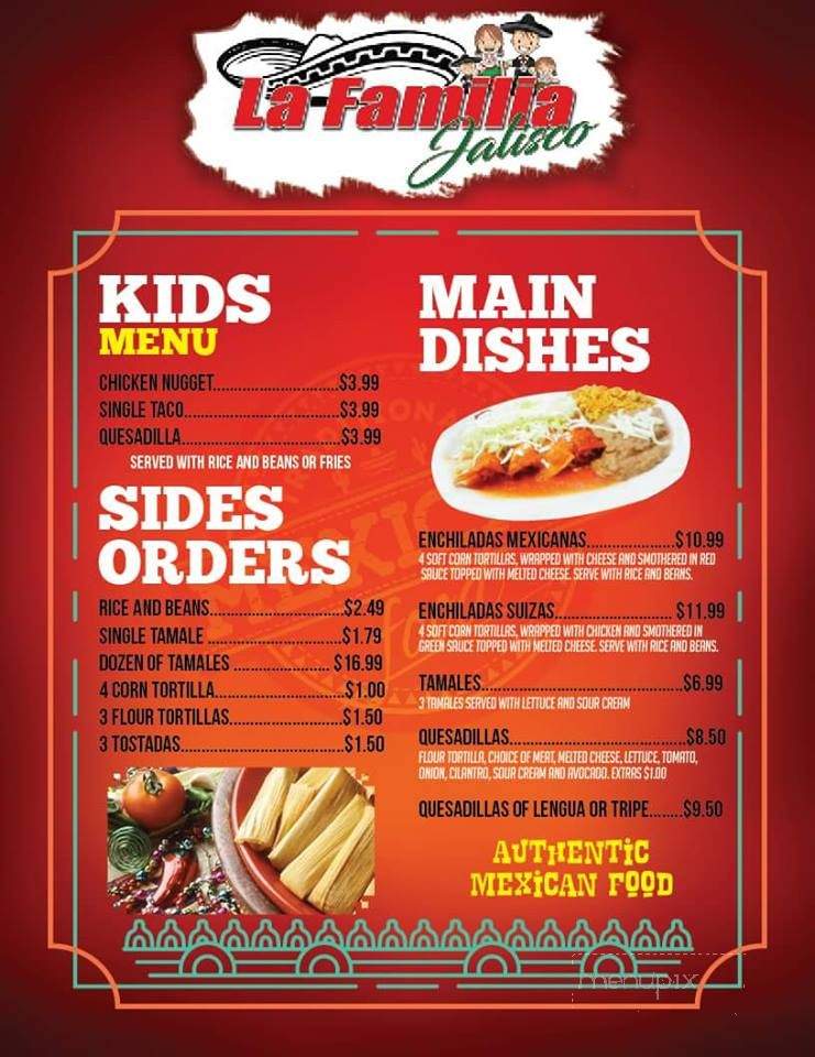 La Familia Jalisco - Comstock Park, MI menu_pic
