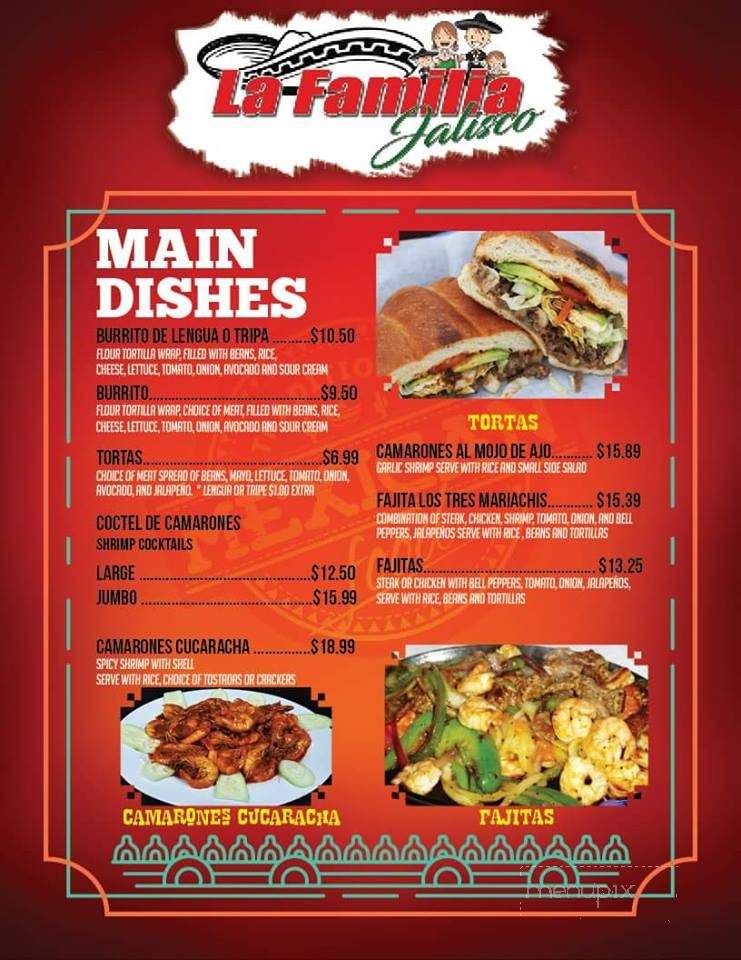 La Familia Jalisco - Comstock Park, MI menu_pic