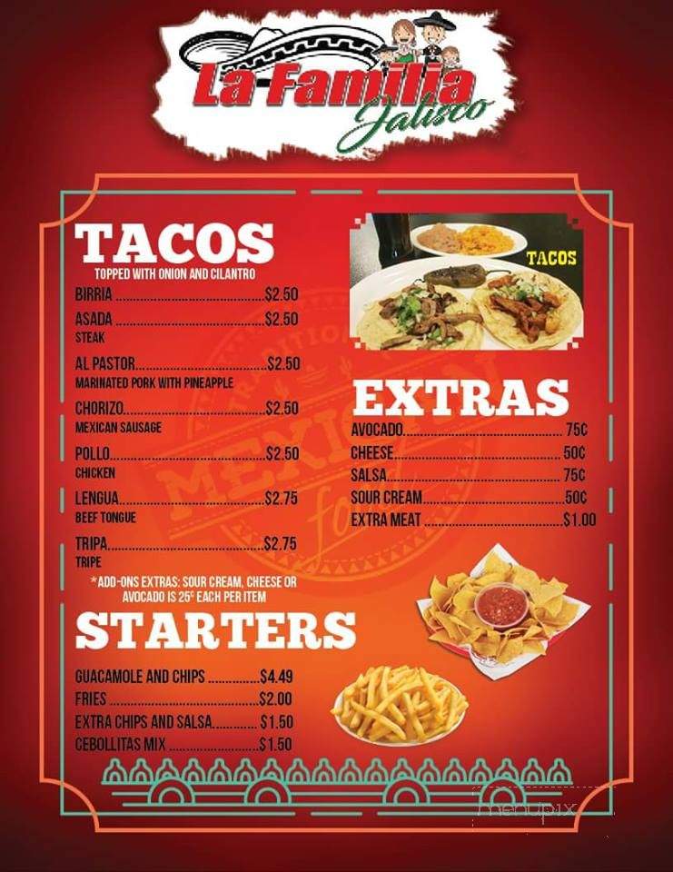 La Familia Jalisco - Comstock Park, MI menu_pic