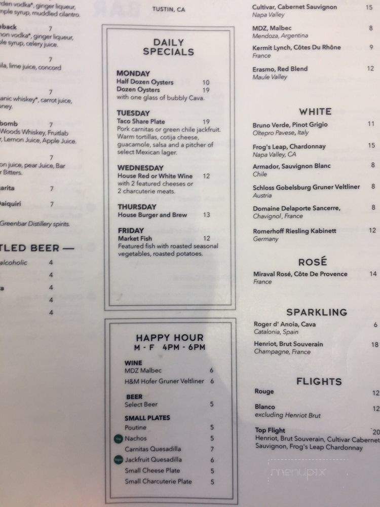 The Hangar Bar And Grill - Tustin, CA menu_pic