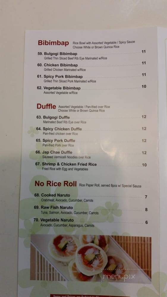 Tommy Sushi - Rivervale, NJ menu_pic