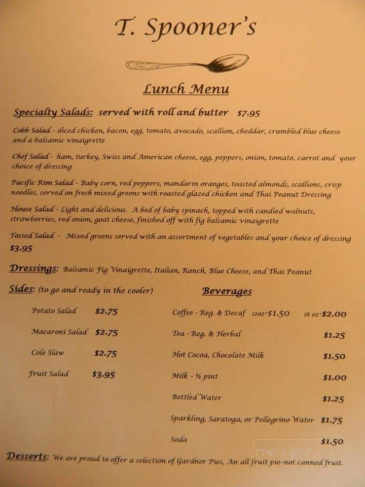 T. Spooner's Cafe - Elizabethtown, NY menu_pic