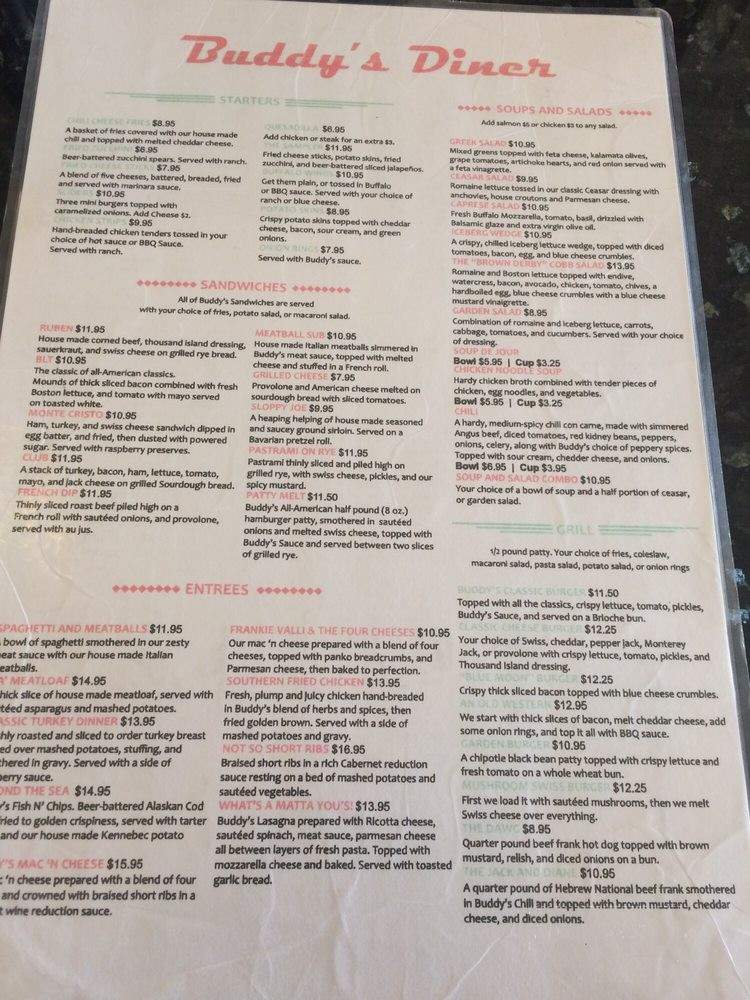 Buddy's Diner - San Diego, CA menu_pic