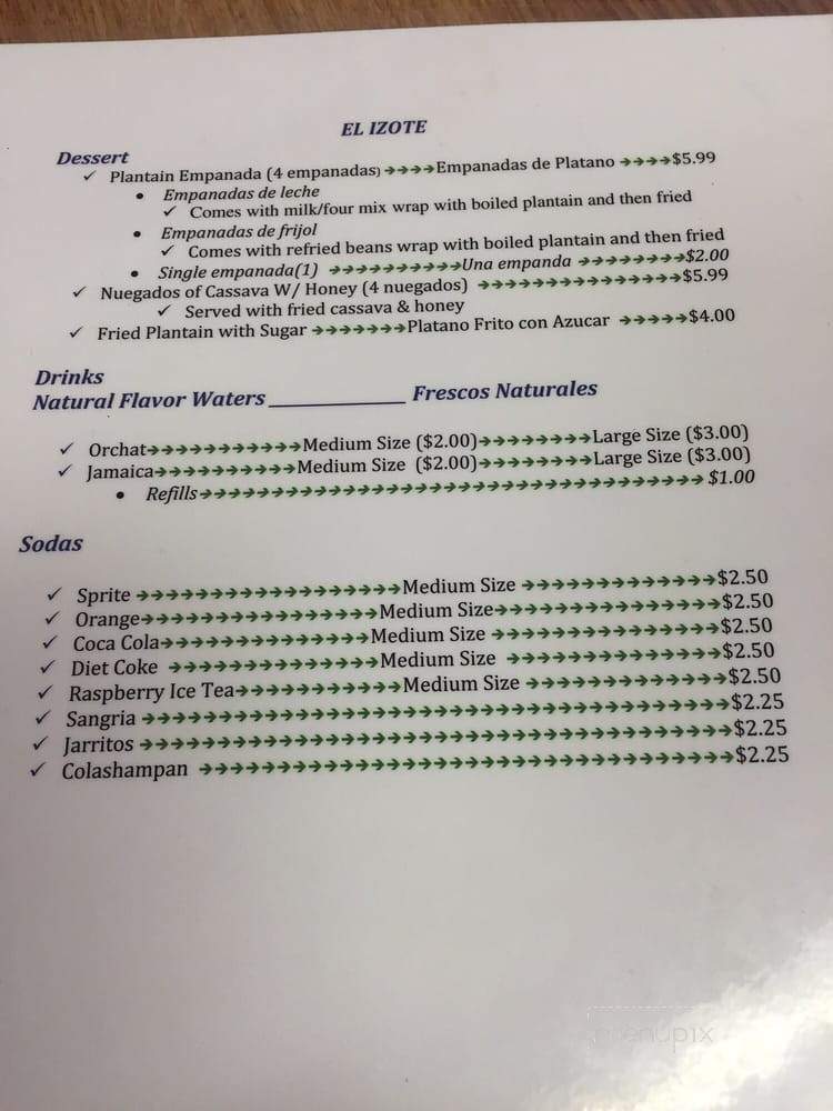 El Izote - Sacramento, CA menu_pic