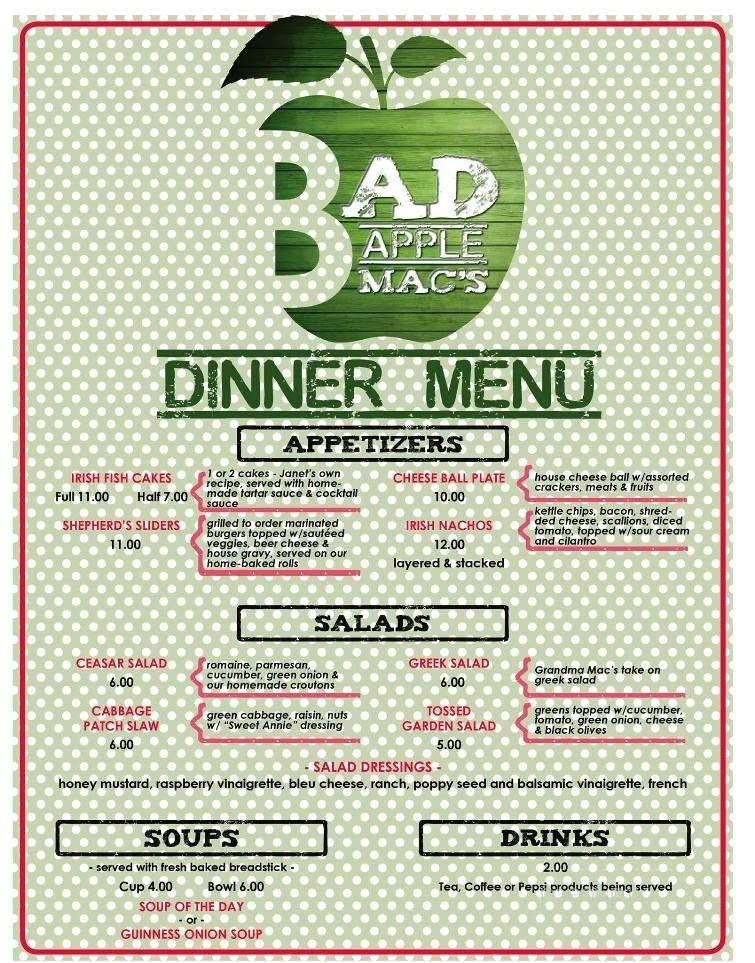 Bad Apple Mac's - Madison, IN menu_pic