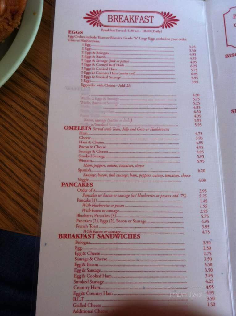 DeBruhl's Cafe - Camden, SC menu_pic