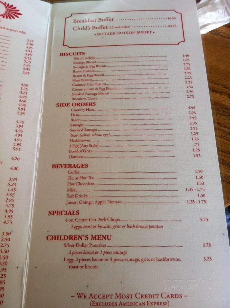 DeBruhl's Cafe - Camden, SC menu_pic
