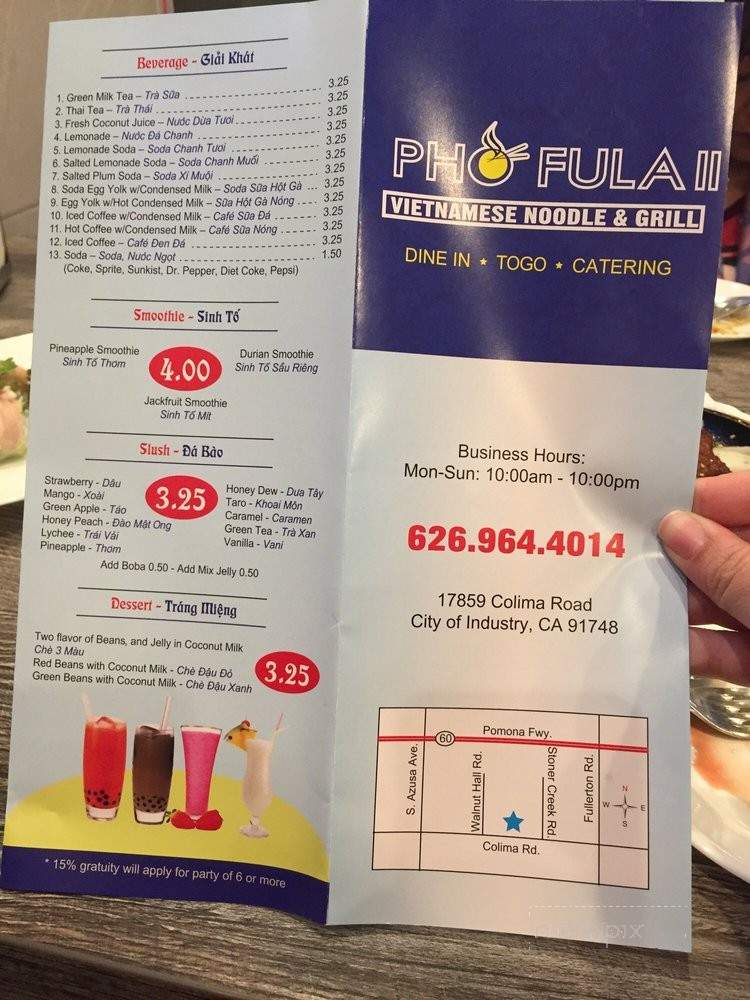 Pho Fula II - City of Industry, CA menu_pic