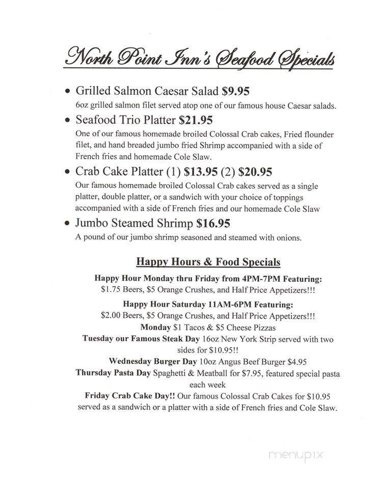 Northpoint Inn - Dundalk, MD menu_pic