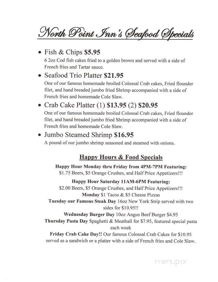 Northpoint Inn - Dundalk, MD menu_pic