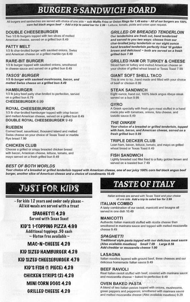 Tasos Steakhouse - Mount Pleasant, IA menu_pic
