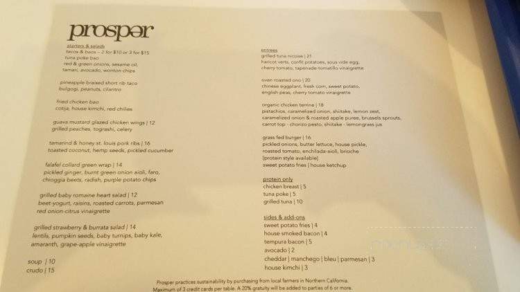 Prosper - San Francisco, CA menu_pic