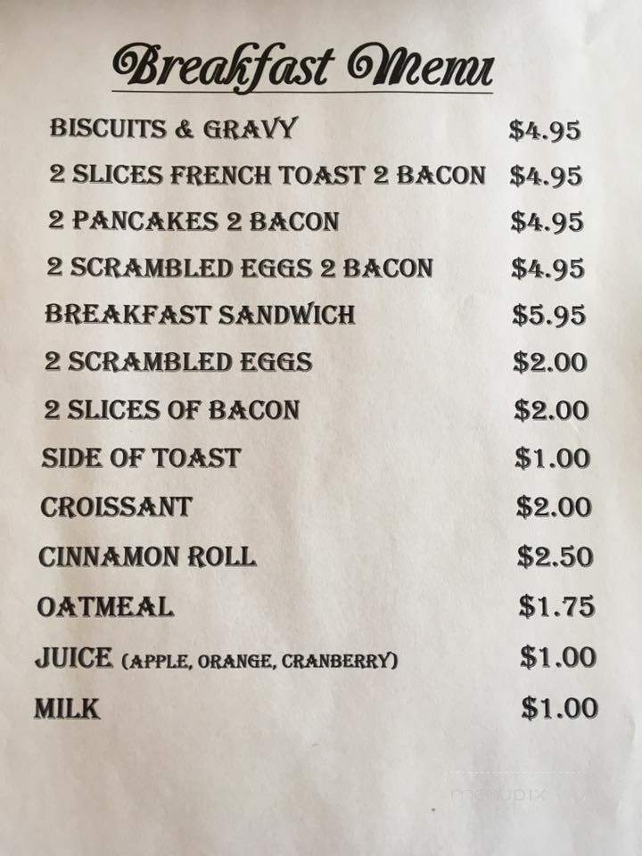 The Vug - Pierce, ID menu_pic