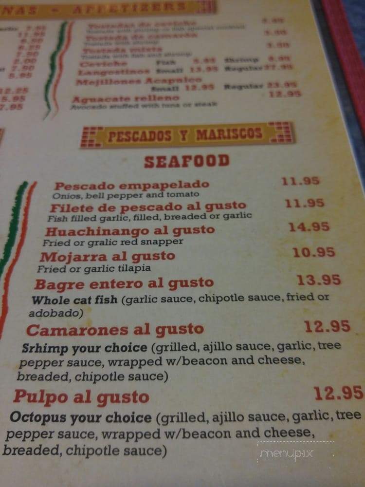 Acapulco Restaurant - Montgomery, IL menu_pic