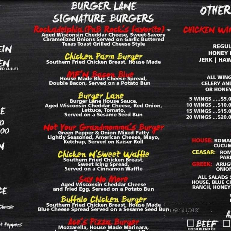 Burger Lane - Philadelphia, PA menu_pic
