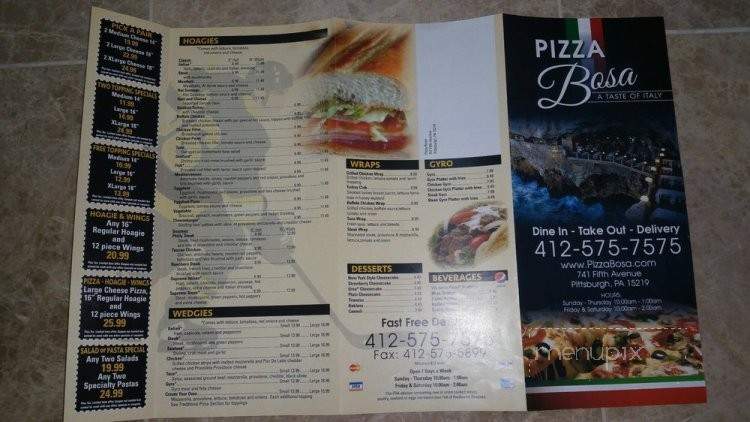 Pizza Bosa - Pittsburgh, PA menu_pic