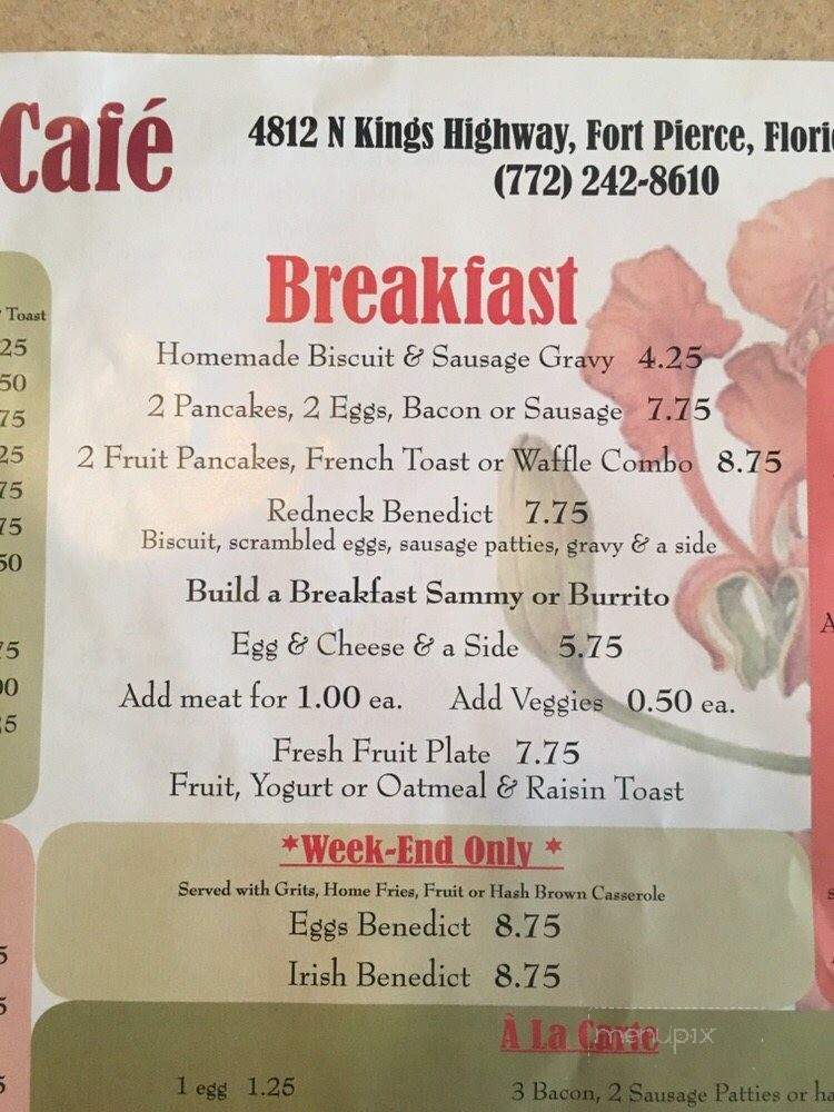 The Poinciana Cafe - Fort Pierce, FL menu_pic