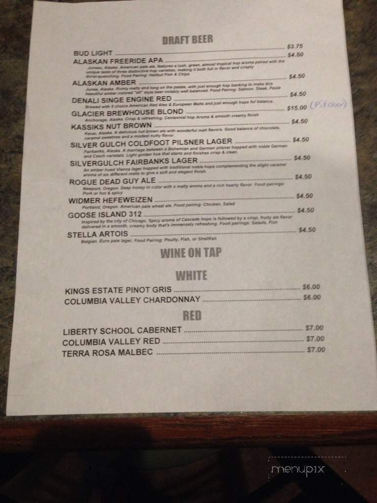 The Cave - Delta Junction, AK menu_pic