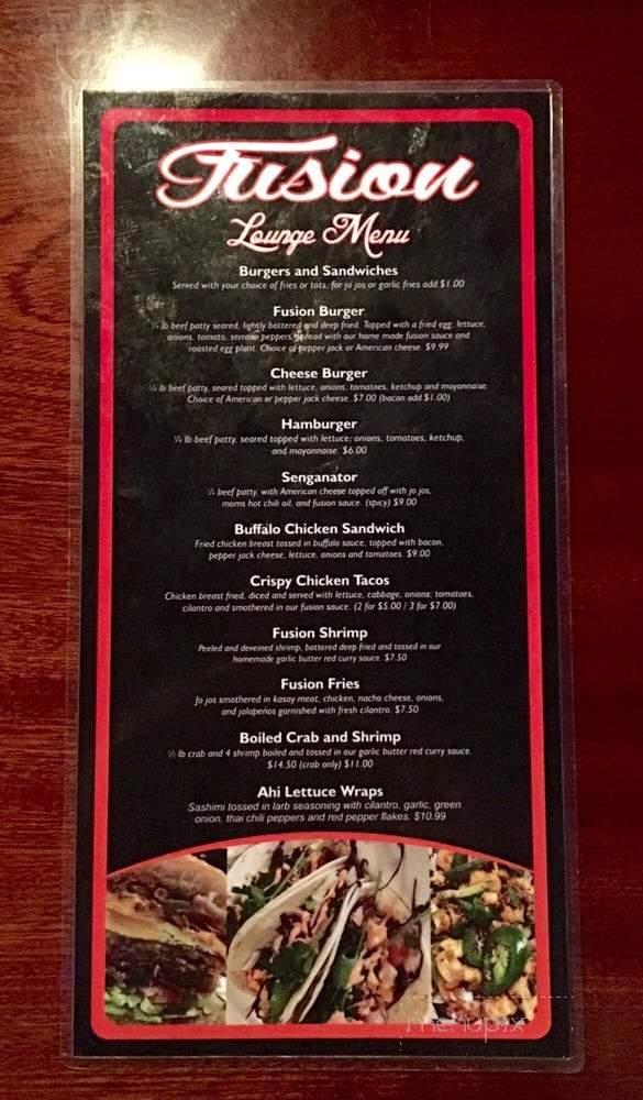 Fusion Lounge Bar & Grill - Redding, CA menu_pic