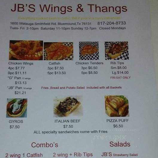 JB's Wings & Thangs - Blue Mound, TX menu_pic
