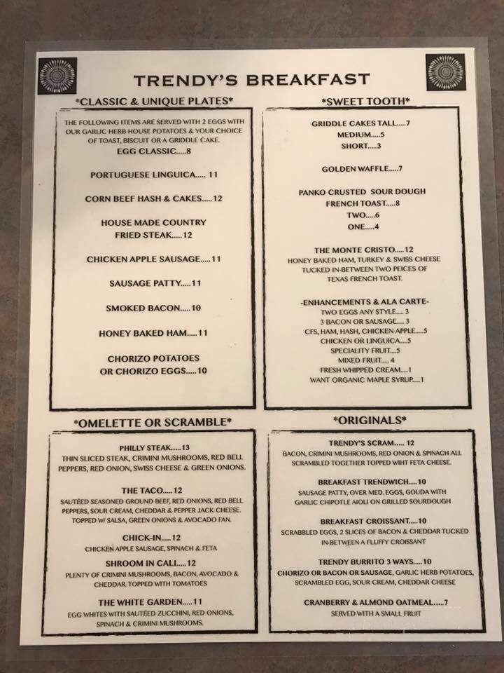 Trendy's - Redding, CA menu_pic