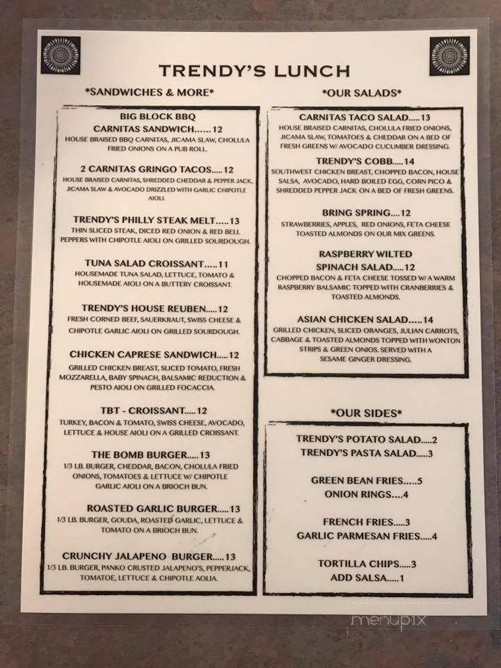 Trendy's - Redding, CA menu_pic