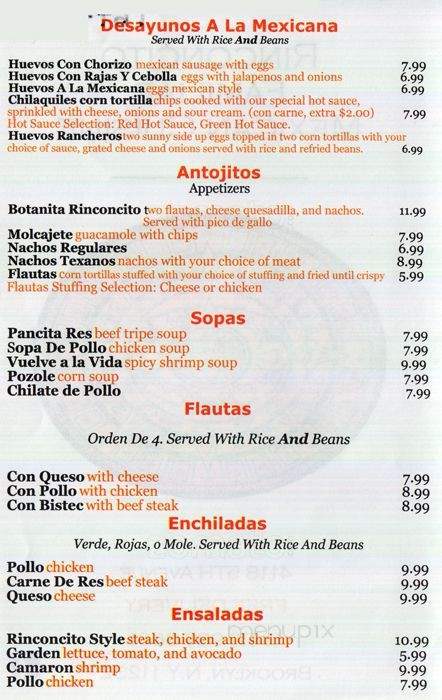 Rinconcito Familiar - Brooklyn, NY menu_pic