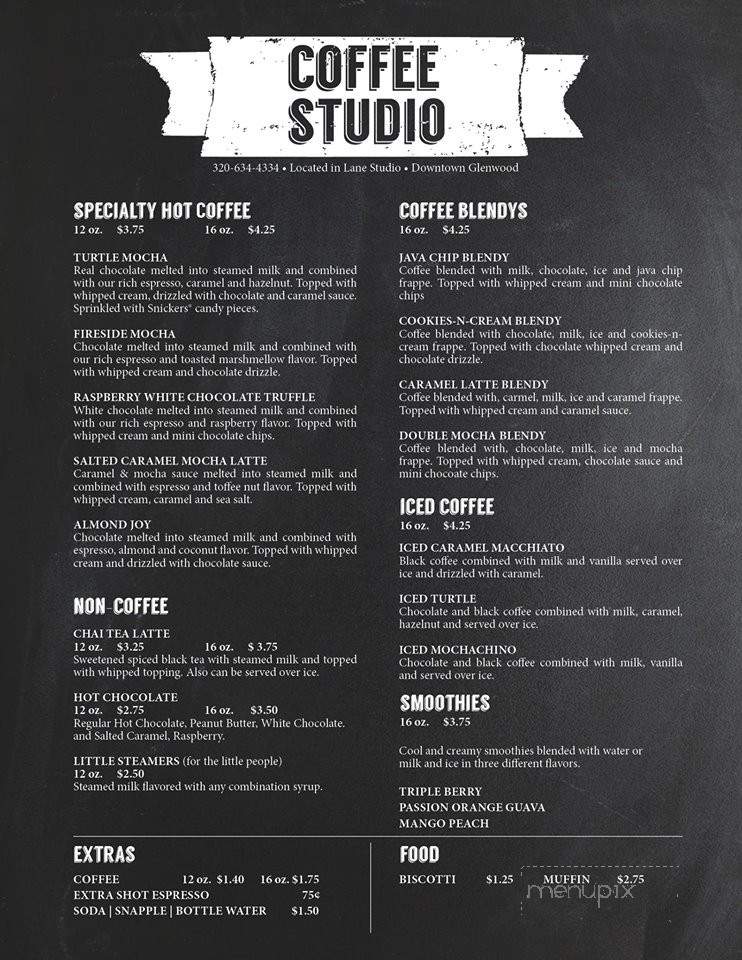 Coffee Studio - Glenwood, MN menu_pic