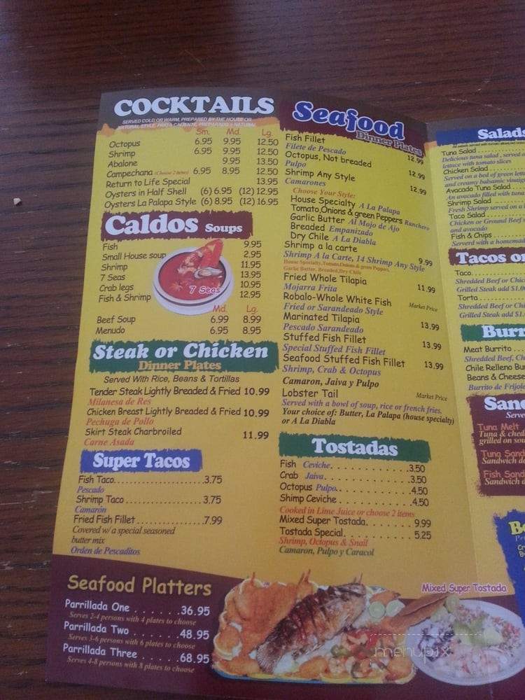 La Palapa #7 - Yucca Valley, CA menu_pic