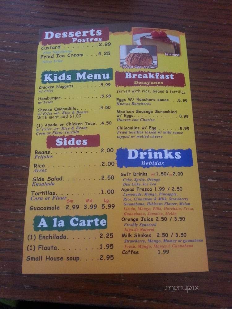La Palapa #7 - Yucca Valley, CA menu_pic