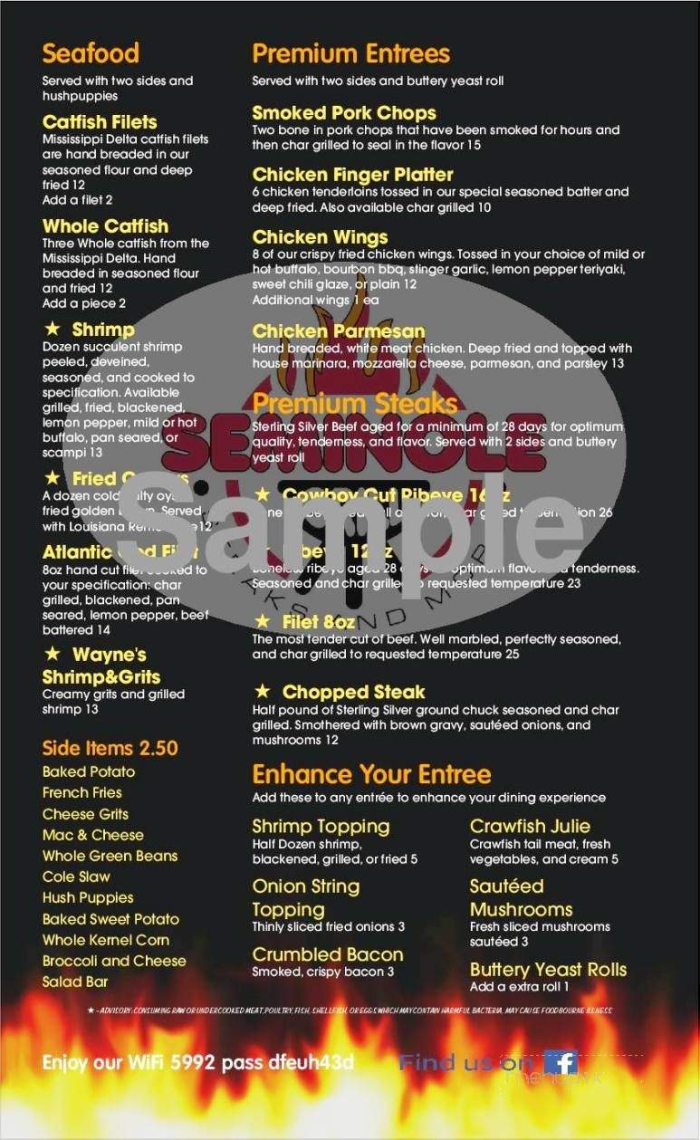 Seminole Grill - Donalsonville, GA menu_pic