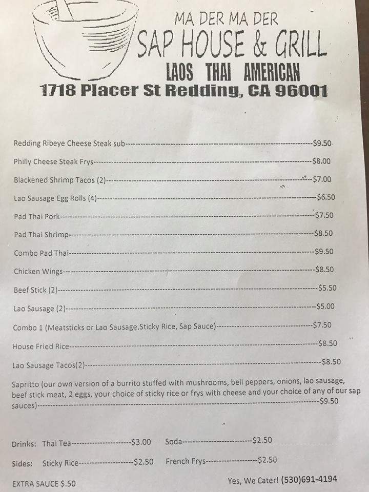 Ma Der Ma Der Sap House And Grill - Redding, CA menu_pic