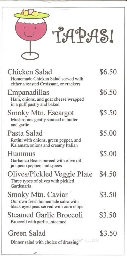 Wine A Little Wine And Tapas Bar - Gatlinburg, TN menu_pic