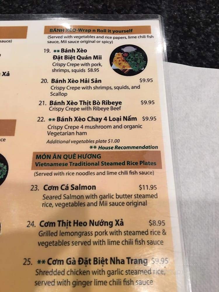 Quan Mii - Westminster, CA menu_pic