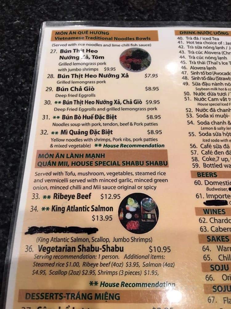 Quan Mii - Westminster, CA menu_pic