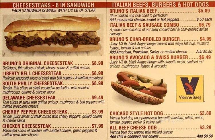 Bruno's Cheesesteaks - North Aurora, IL menu_pic