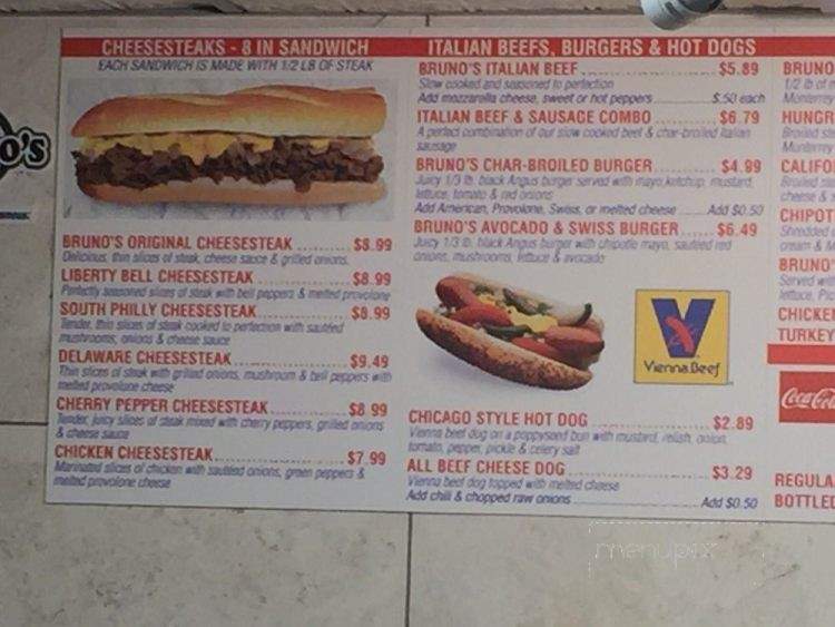 Bruno's Cheesesteaks - North Aurora, IL menu_pic