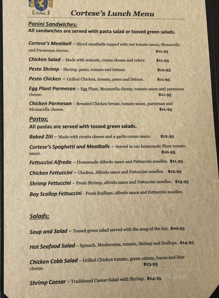 Cortese's Italian Ristorante - Aberdeen, WA menu_pic