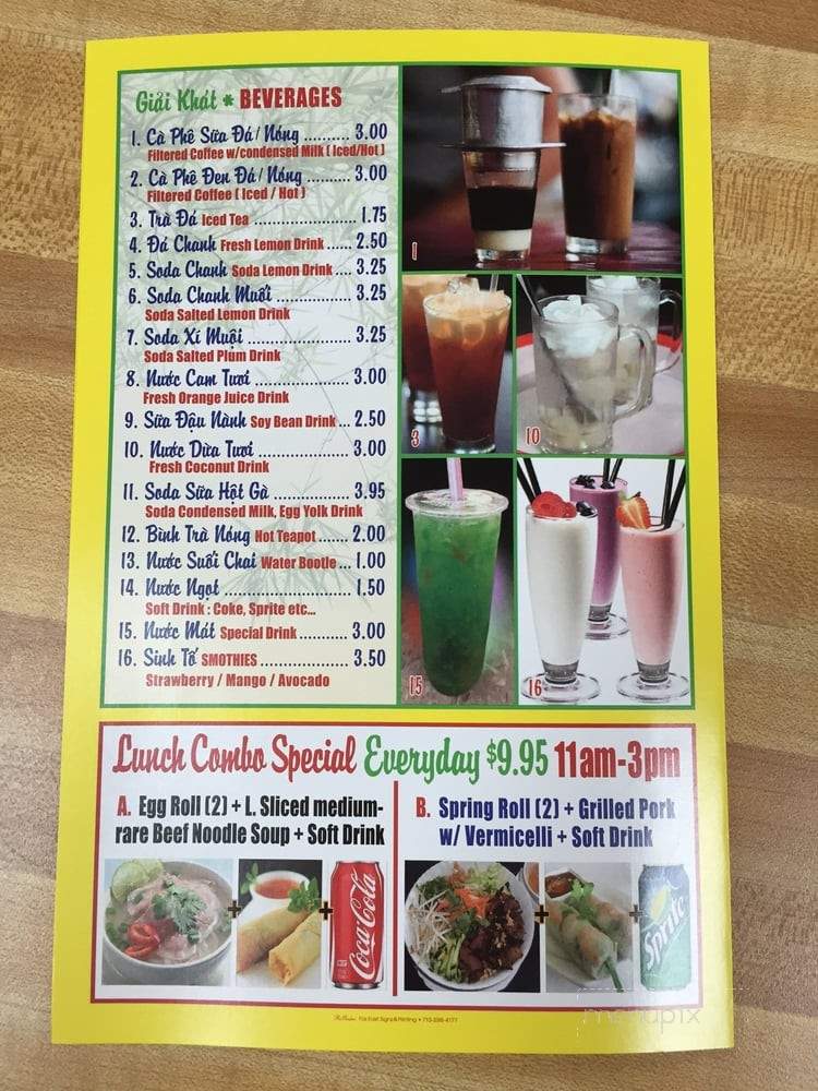 Pho Le Menu