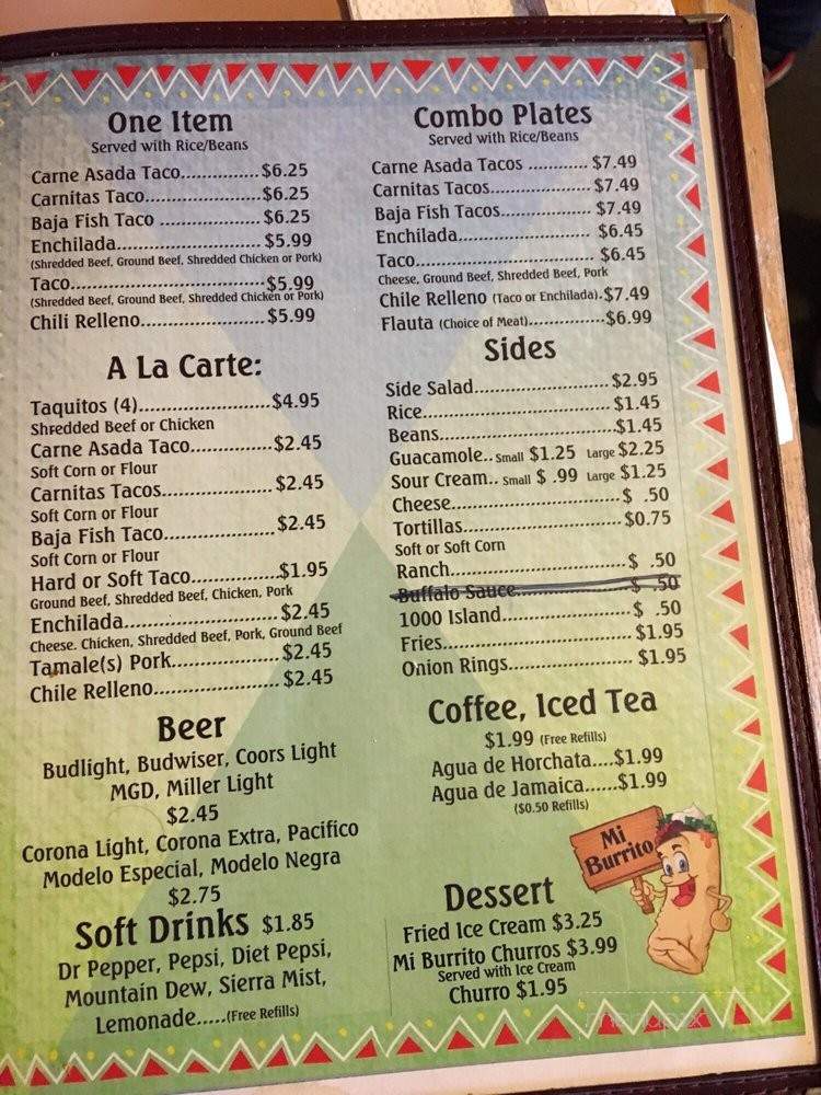 Mi Burrito - Parker, AZ menu_pic